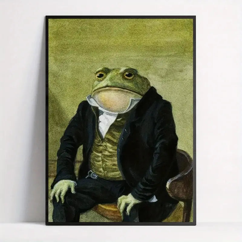 Frog Jazz Canvas Art Print - Frameless Wall Decor for Living Room, Bedroom, Home Office - Vintage & Modern Animal-Themed Poster