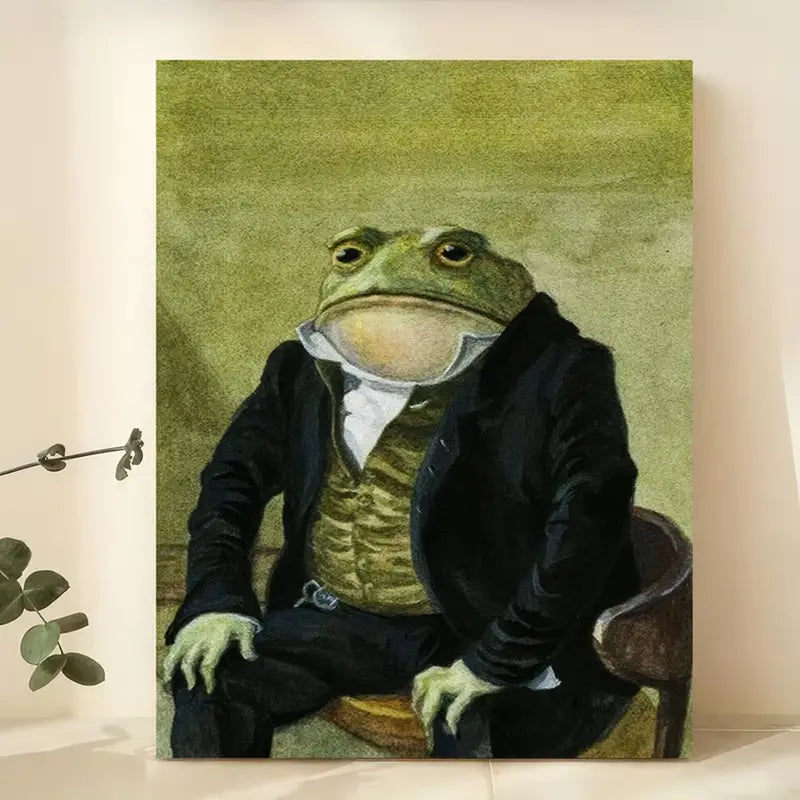 Frog Jazz Canvas Art Print - Frameless Wall Decor for Living Room, Bedroom, Home Office - Vintage & Modern Animal-Themed Poster