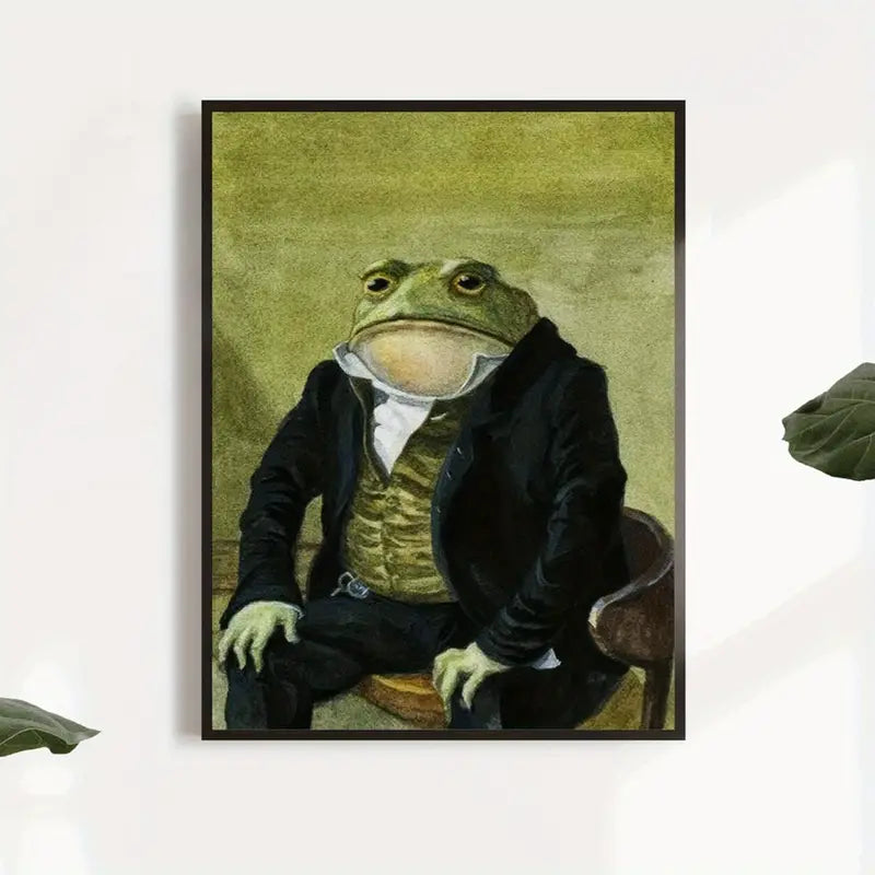 Frog Jazz Canvas Art Print - Frameless Wall Decor for Living Room, Bedroom, Home Office - Vintage & Modern Animal-Themed Poster